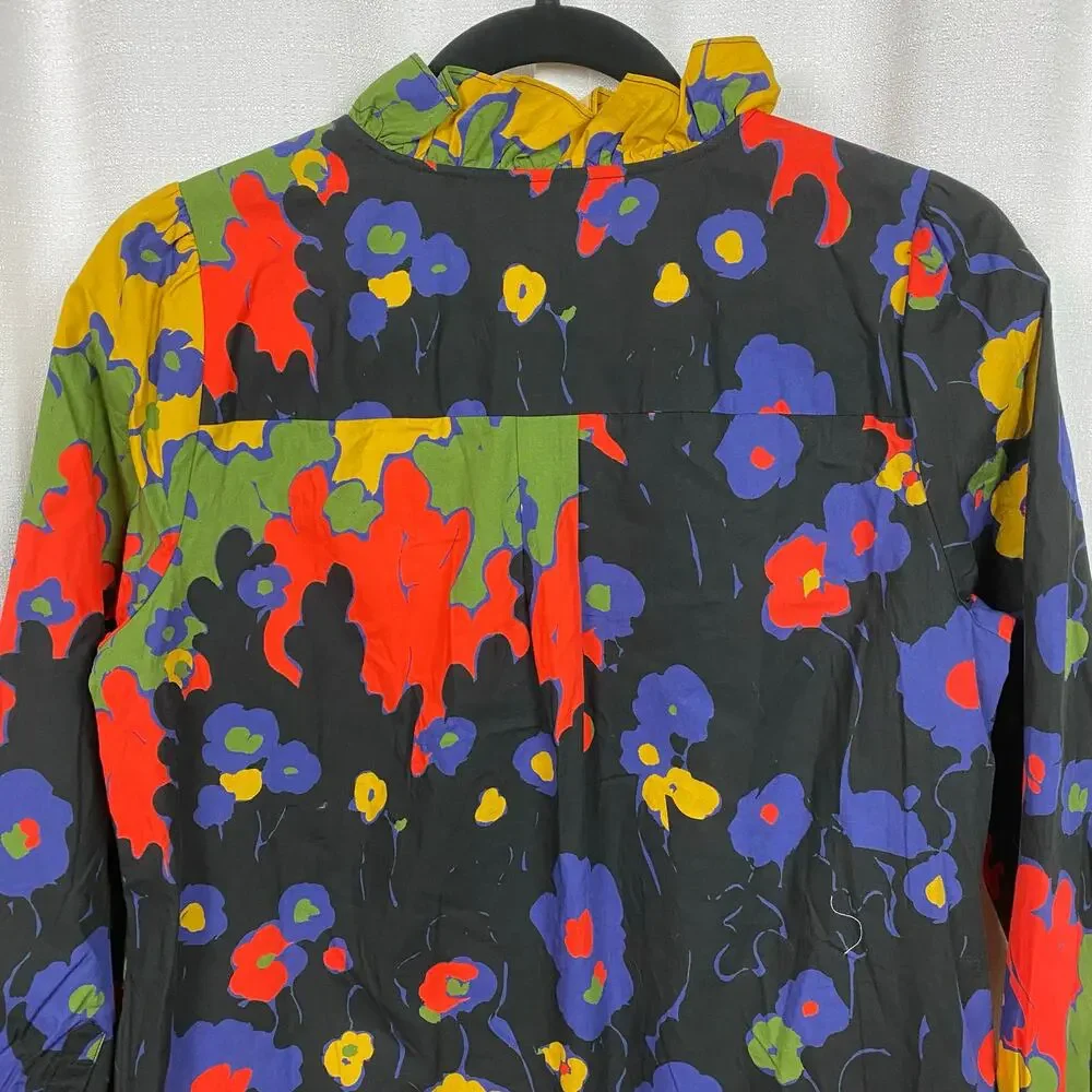 J.Crew Collection Cotton Ratti Melting Floral Ruffle Front Blouse Sz.S NWT
